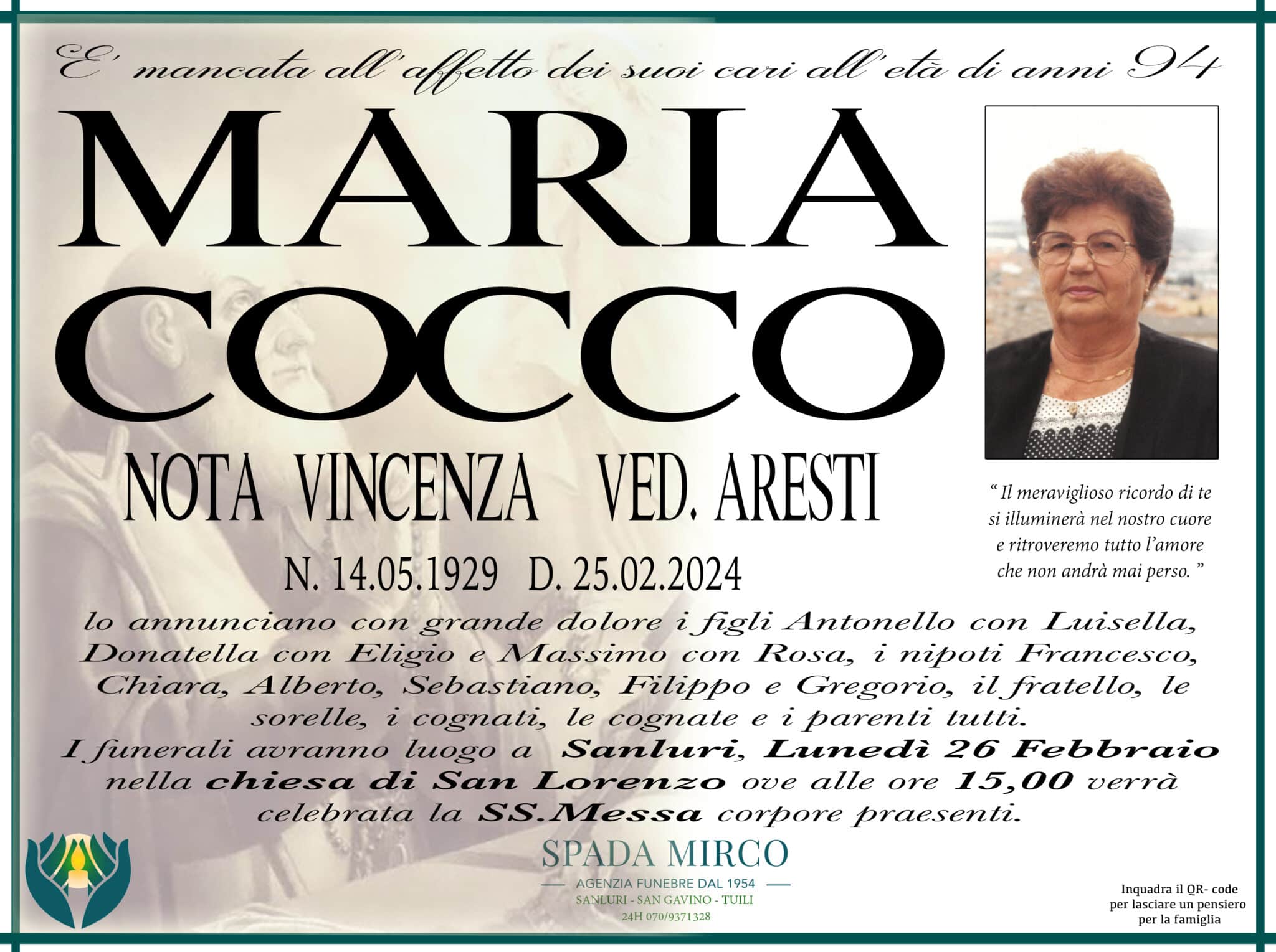 Maria Cocco Agenzia Funebre Spada Mirco 1869